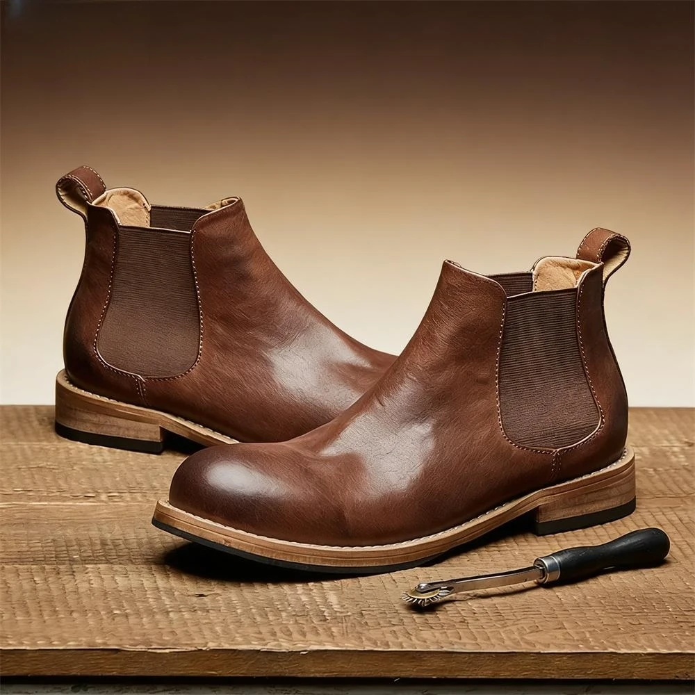 Formal Men Daily Wear Footwear - Erkek Elastik Bantlı Chelsea Bilek Botları,