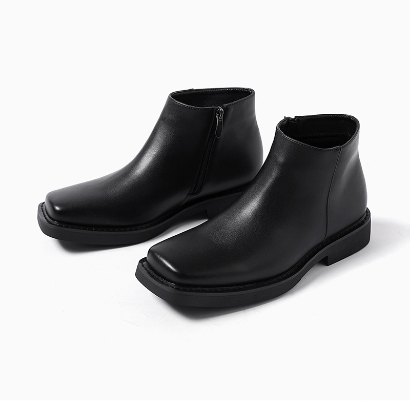 Men Formal Wear With Boots - Lüks moda siyah erkekler rahat deri