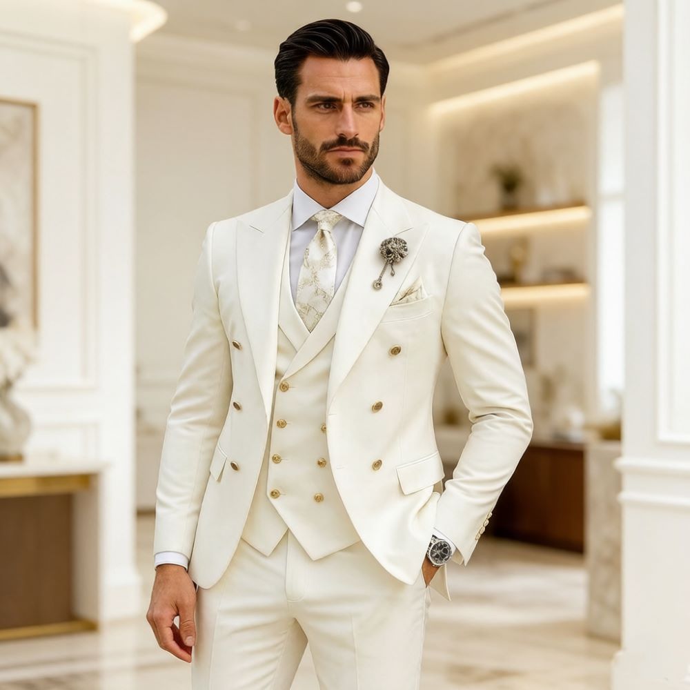 Erkek Fildişi Düğün Takımı Sli - Men Formal Wear Modern incelemesi ve fiyatı