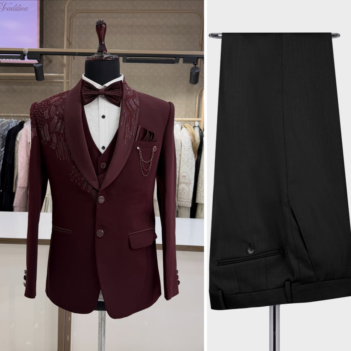3 Parça Damatlık Smokin Boncuk - Men Formal Wear Modern incelemesi ve fiyatı